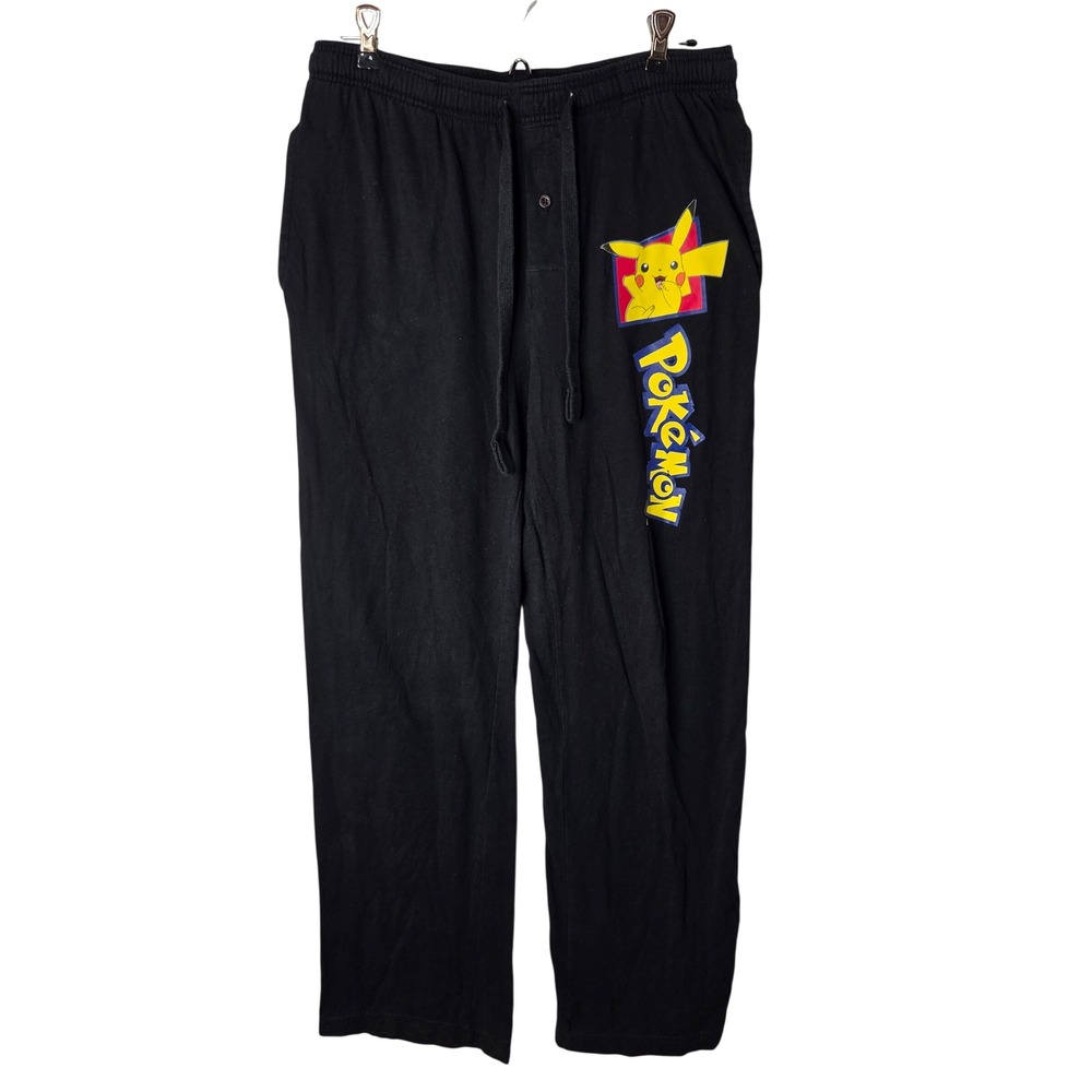 Pokemon Pikachu Mens Small Black Pajama Pants 2016 Nintendo Anime Lounge Bottoms
